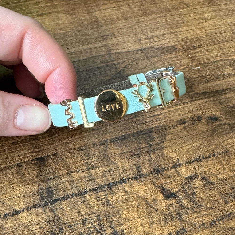 Keep Collective Light Blue Mrs Love Deer Antler Leather Bracelet